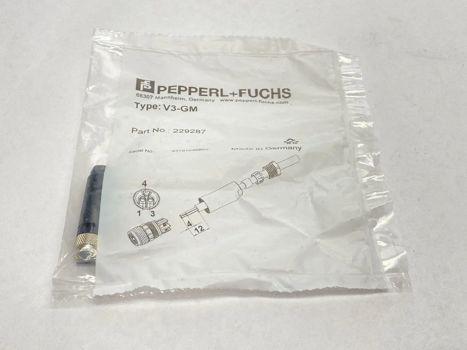 NEW PEPPERL+FUCHS FIELD ATTACHABLE CONNECTOR FEMALE M8 3-PIN 229287