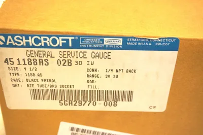 NEW ASHCROFT 45-1188-AS-02B-30IW GAUGE 451188AS02B