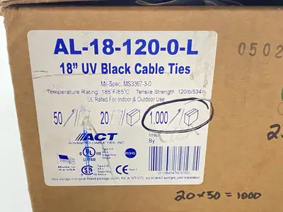 New | in-Stock Advanced Cable Ties Cable Tie Locking Black 5.00" 20 Qty LOT OF 20 Cable & Wire Michigan US | Maverick Industrial Sales #1390848