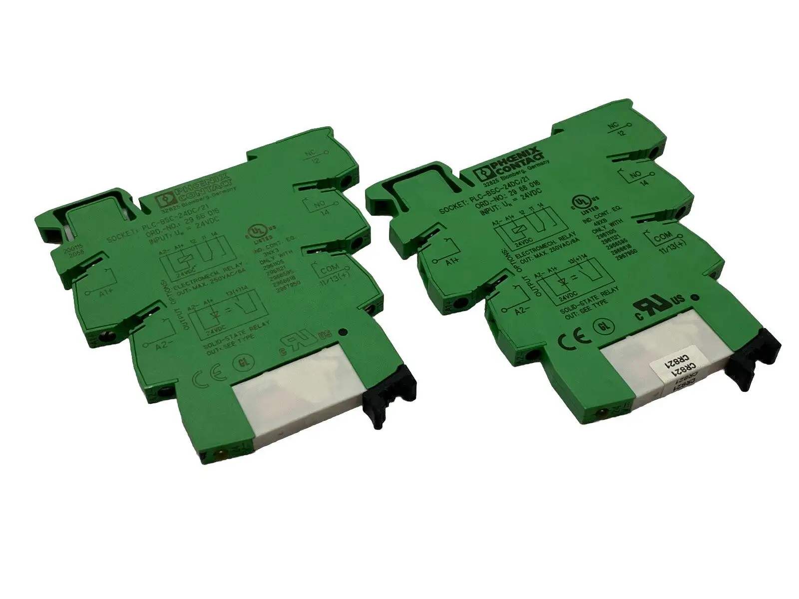 PLC-BSC-24DC/21 | Phoenix Contact  Relay Base 2966016 w/ 2961105 Relay LOT OF 2 - Used