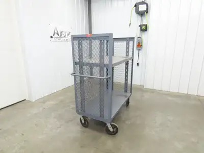 Jamco Mesh Box Truck 3 Sided Single Shelf Dolly Cart 48x24" 12 gauge Steel