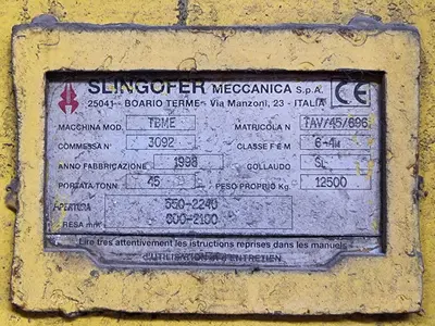 USED SLINGOFER SLAB TONG 45 TON