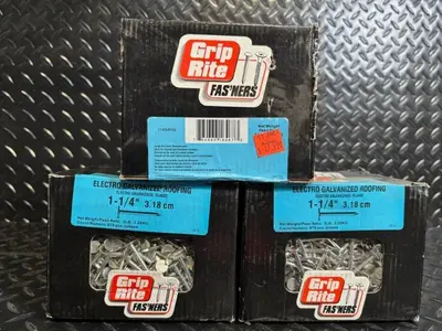Grip Rite Roofing Nails - 1-1/4 in Electro-Galvanized, 4 Boxes (975 pcs/box)