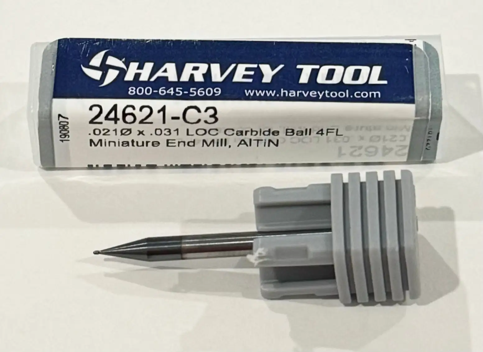 Harvey Tool .021" Carbide Ball Nose End Mill 4 Flute AlTiN Coated USA
