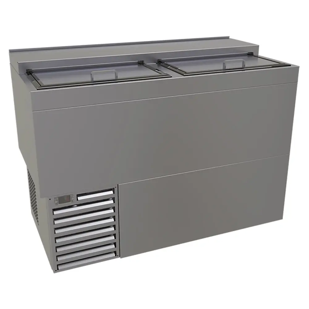 Glastender ST48-S 48" Forced Air Bottle Cooler - Holds (330) 12 oz Bottles, Lid Locks, Stainless, 120v