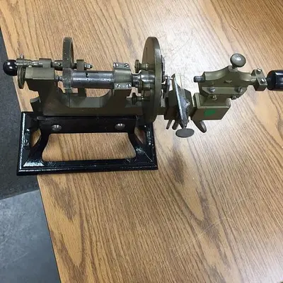 2468-385 Antique Bench Model Watchmaker’s Hand Operated Lathe