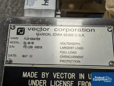 USED Vector Vector Fluid Bed Dryer, Model FL-M-15, S/S