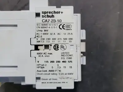 Used SPRECHER + SCHUH CA7-23-10-120 Switchgears British Columbia CA | Lenmark #242083