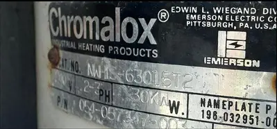 Heater, Electric, Chromalox, 30 KW, Circulation #S743734