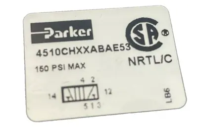 NEW PARKER 4510CHXXABAE53 PNEUMATIC SOLENOID VALVE 150 PSI MAX