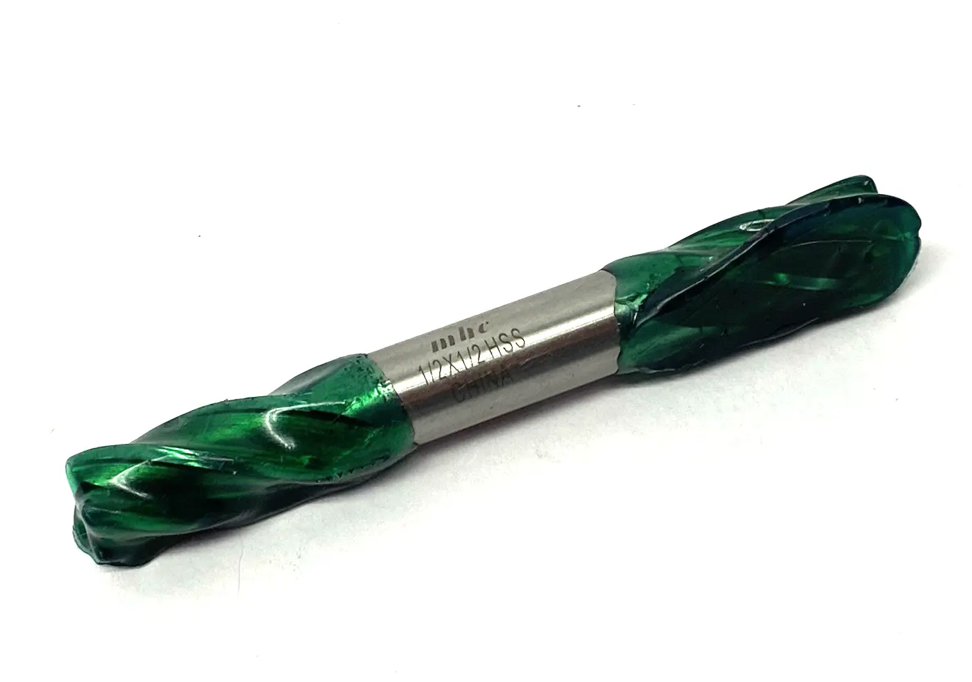 USED MHC 1/2" X 1/2" HSS 4-FLUTE END MILL, DOUBLE ENDED, CENTERCUT