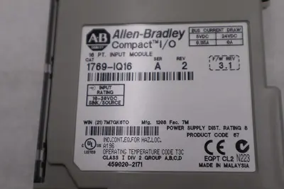 ALLEN-BRADLEY 1769-IQ16 SERIES A 16 PT. INPUT MODULE STOCK #K-1561C