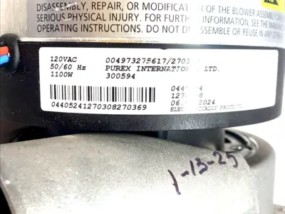 Used PUREX BLOWER MOTOR 120VAC 50/60HZ FUME EXTRACTOR 270369 Motors (misc) | Maverick Industrial Sales #1101172