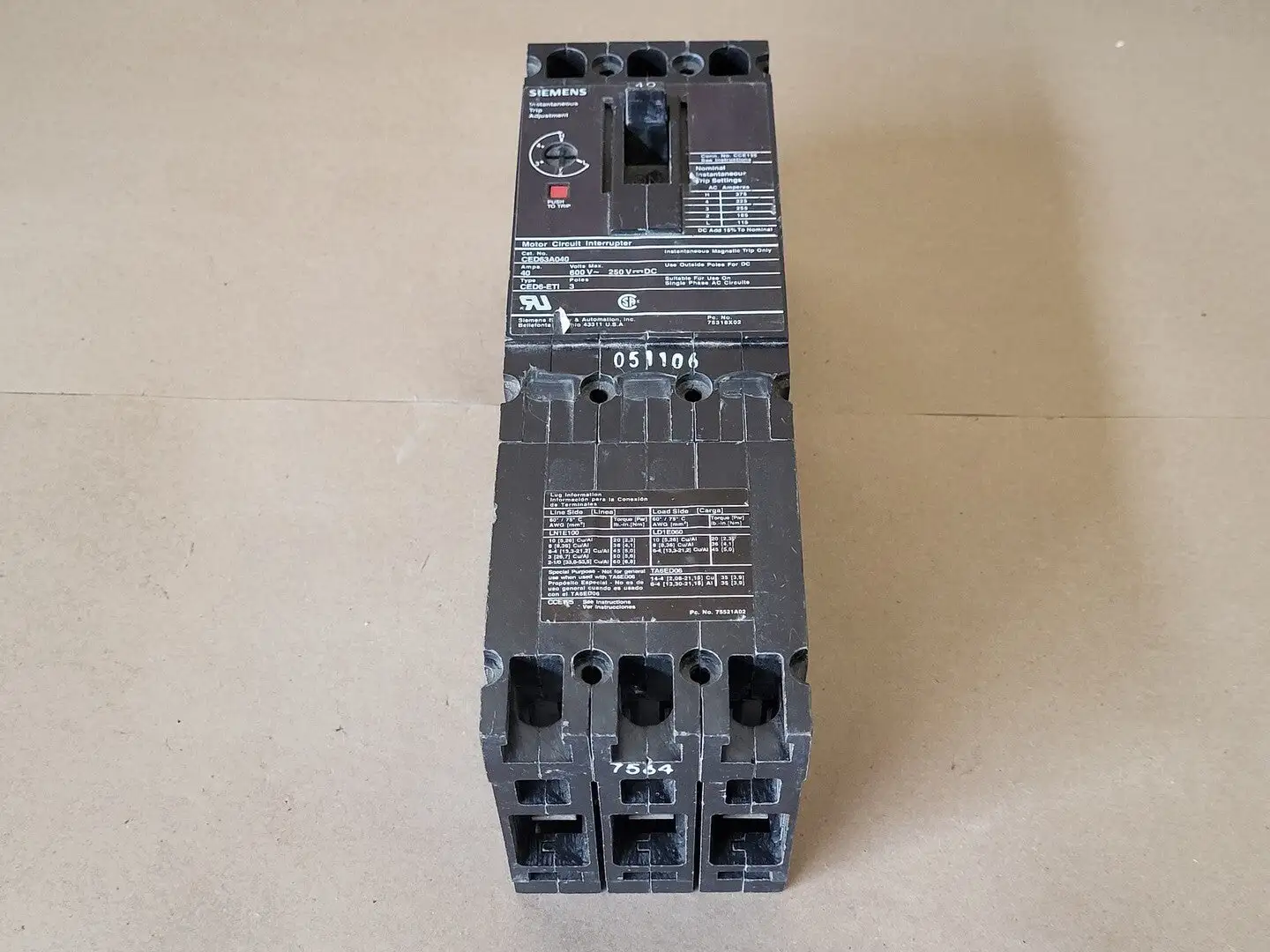 USED SIEMENS CED63A040