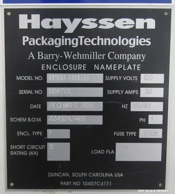 Used HAYSSEN ULTIMA 8-1 Net Weigh Filler Scale Vertical Form & Fill Illinois US | Aaron Equipment #760649