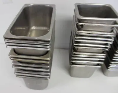 Stainless Steel Commercial Containers For Prep Tables & Fridges. Approx. 45 Pan