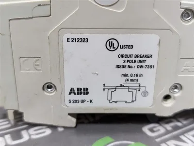 Lot of 2 ABB S203UP-K25A Three Pole Circuit Breakers 25A 480Y/277VAC Used