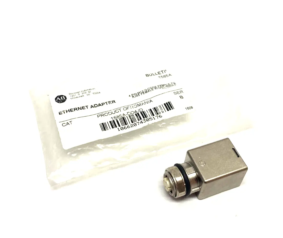 USED ALLEN-BRADLEY SER. B ETHERNET ADAPTER 4-PIN M12 D-CODE FEMALE