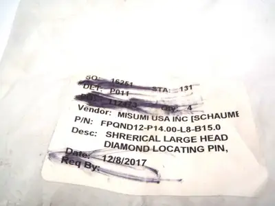 USED MISUMI SPHERICAL LARGE HEAD DIAMOND LOCATING PIN 14MM