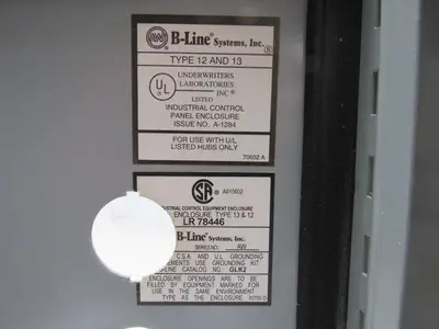 Cooper B-Line 12126-12CHC Continuous Hinge JIC Enclosure w/Back Plate 12x12x6