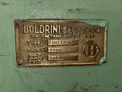 1/2" X 13' BOLDRINI MODEL #RIB0-13-HY HYDRAULIC HEAD FLANGER & DISHING MACHINE: STOCK #23190