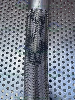 USED HARRINGTON STAINLESS STEEL BRAIDED HOSE 15" W/ 1 1/2" SANITARY FITTING