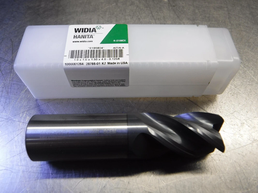 Widia/Hanita 1" 4 Flute Carbide Endmill 1 Shank 1.0x1.0x1.50x4.0-0.125R (LOC1461)