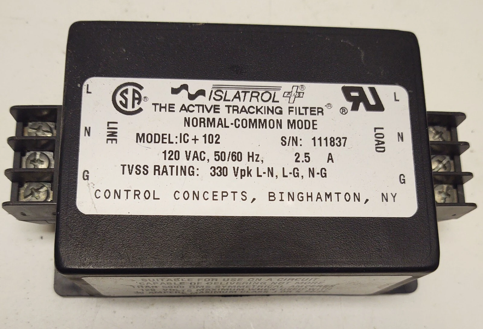 Control Concepts Islatrol IC+102 Tracking Filter 120VAC FREE SHIPPING