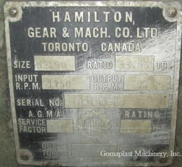 78 HP Hamilton Gear Reducer, Item # 1708