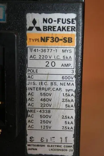 Used MITSUBISHI NF30-SB-20 Circuit Breakers Michigan US | Ideal Machinery #1015908
