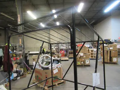 Welded Black Metal Frame Built to Fit Onto Pallets with Angled Roof - Perfect for Projects