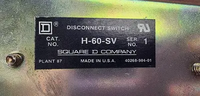 USED SQUARE D H-60-SV