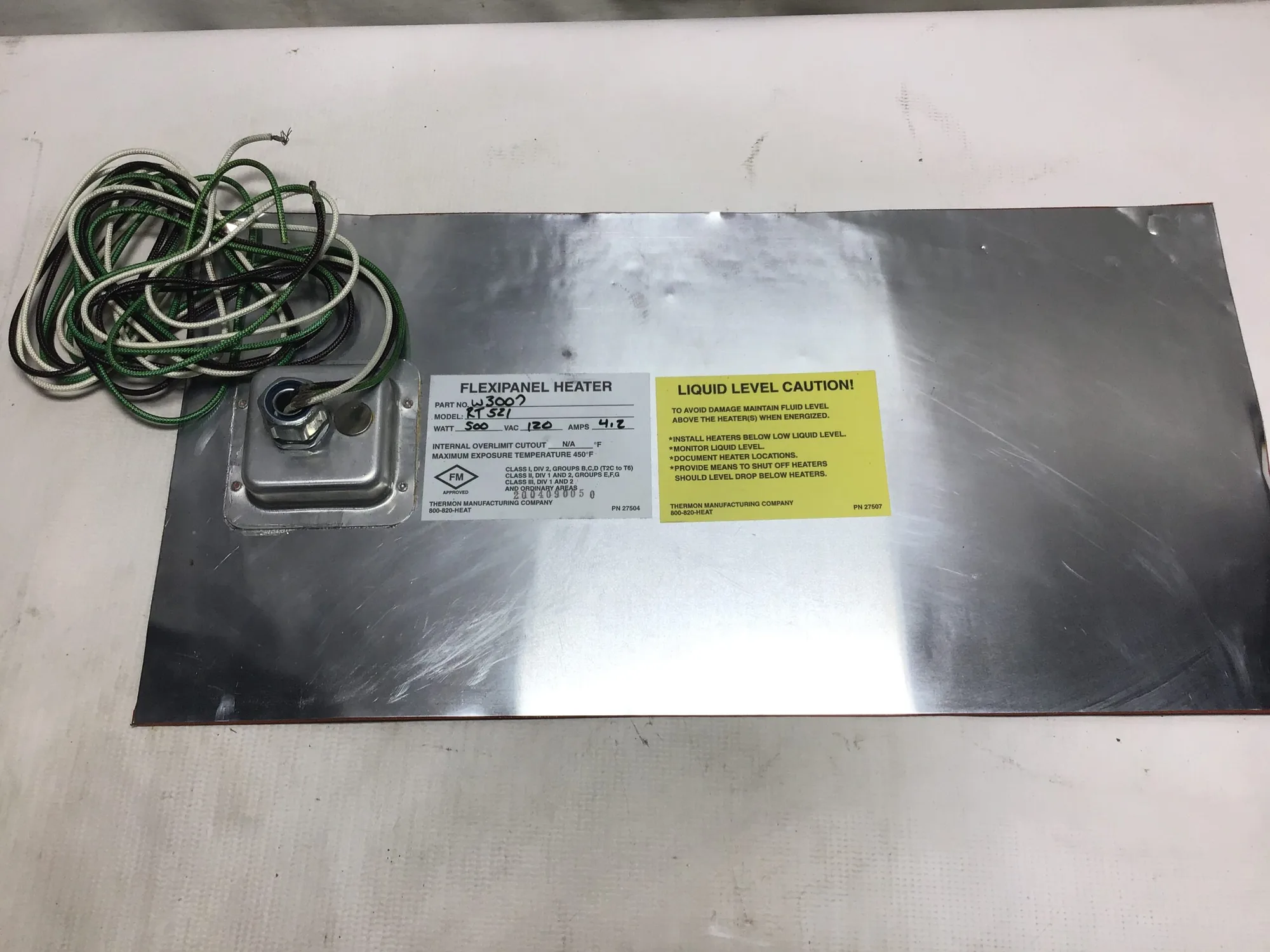 Thermon RT521 Flexipanel Heater 500 Watts 120 VAC 4.2 Amps