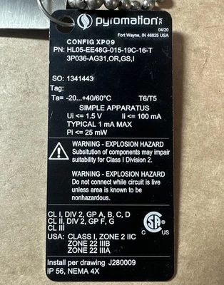 NEW Pyromation HL05-EE48G-015-19C-16T3P036-AG31,OR,GS,I
