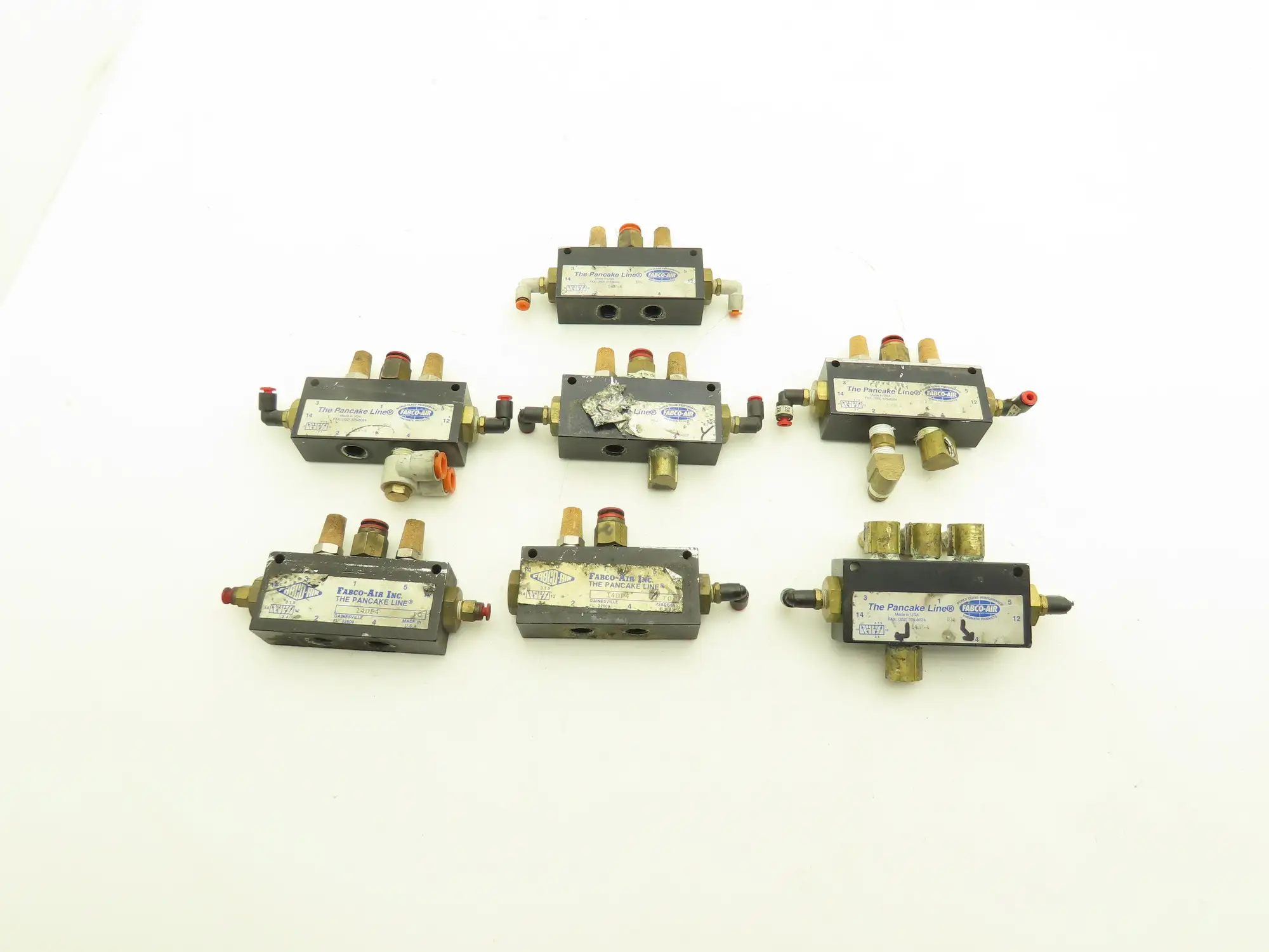 Fabco-Air 14DP-4 Double Pilot 4-Way Pneumatically-Actuated Pilot Valve Lot of 7