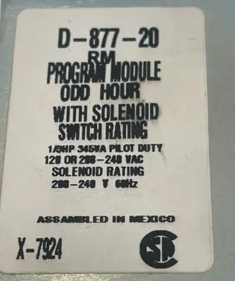 NEW UNBRANDED D-877-20 PROGRAM MODULE W/SOLENOID SWITCHING D87720