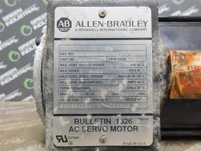 Allen Bradley 1326AB-A3E-11 AC Servo Motor 1.2 kW 3000RPM 48 Nm/LB 7.8A Used