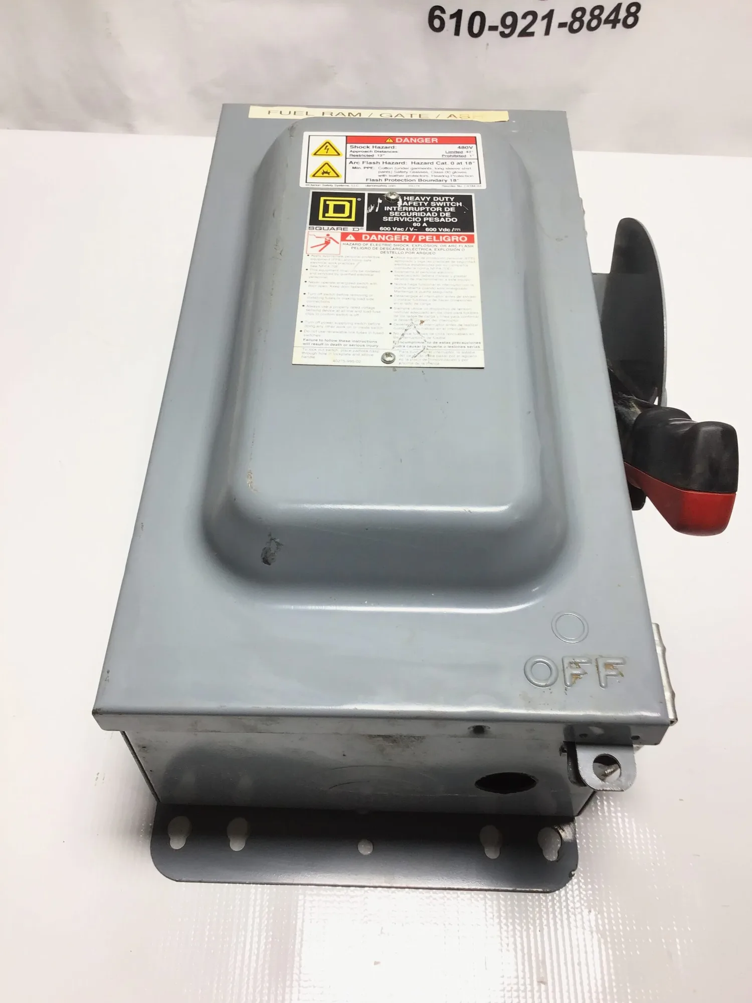 Square D HU362A Heavy Duty Safety Switch 60A
