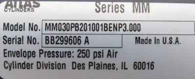 NEW ATLAS MM030PB201001BENP3.000 PNEUMATIC CYLINDER SERIES MM