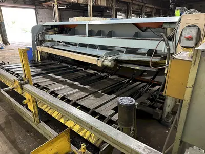 13' x 1/4" AMADA MODEL #M-4065 MECHANICAL POWER SQUARING SHEAR, FRONT GUAGING, CONVEYOR & STACKER: STOCK #19272