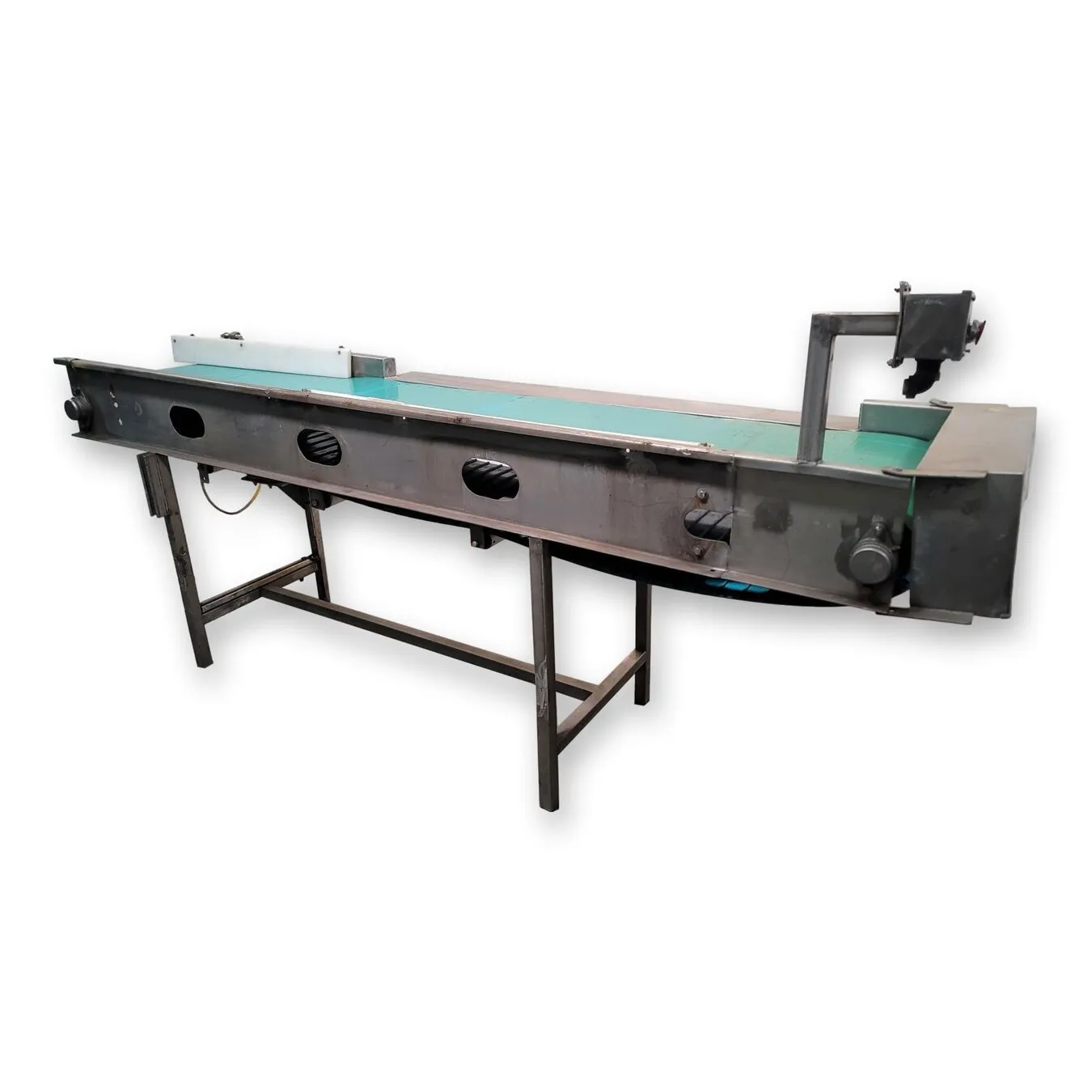 Used 20" Wide X 8' Long Stainless Steel Slider Bed Flat Belt Conveyor