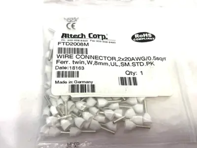 New | in-Stock Altech Insulated Crimp Ferrule 2x20AWG/0.5sqmm 100-PACK, LOT OF 4 Electrical Fittings Michigan US | Maverick Industrial Sales #1390873