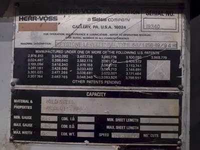 HERR VOSS 66/1.156-19/9 4-HI PRECISION LEVELER (14644) LEVELERS (ROLLER / PLATE & STRETCH) | Machinery International LLC (25)