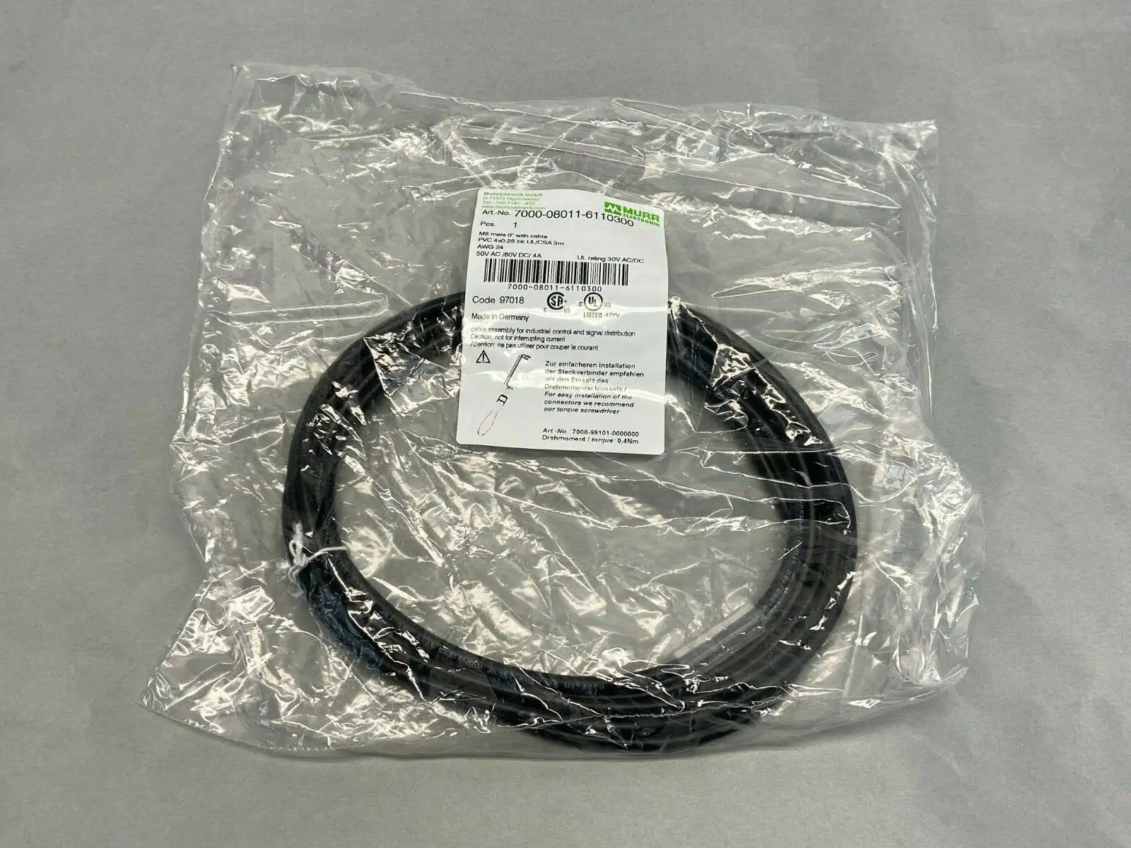 7000-08011-6110300 | Murr Elektronik  Single-Ended Cordset - New