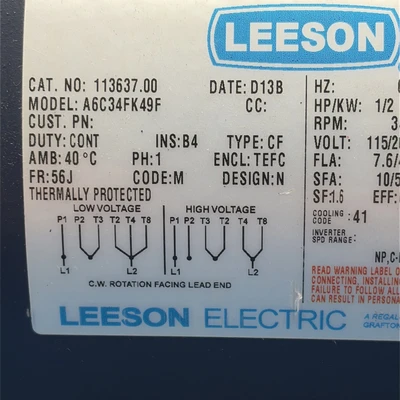 New | in-Stock Leeson Electric G182114FB5C Lighting Indiana US | J&J Industrial Supply #1412964