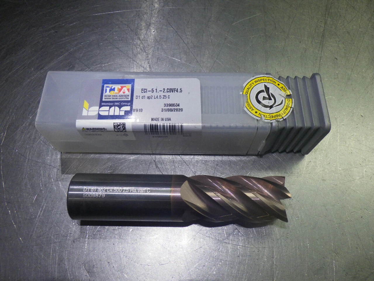 Iscar 1" 5 Flute Carbide SQ Endmill 1" Shank ECI-51.-2.COVF4.5 (LOC2022B)
