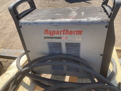 Hypertherm Powermax 65 plasma cutter, 200-480 volt 3 phase electric, has torch lead but not the grou...