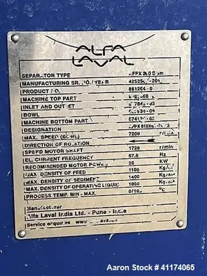 USED ALFA LAVAL AFPX 810-XGD-74
