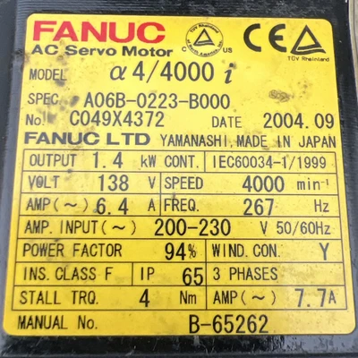 Used Fanuc A06B-0223-B000 Servo Motors California US | Davliegogo LLC #1705479