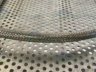 USED 118" STAINLESS STEEL BRAIDED HOSE W/ 1/2" NPT FITTINGS